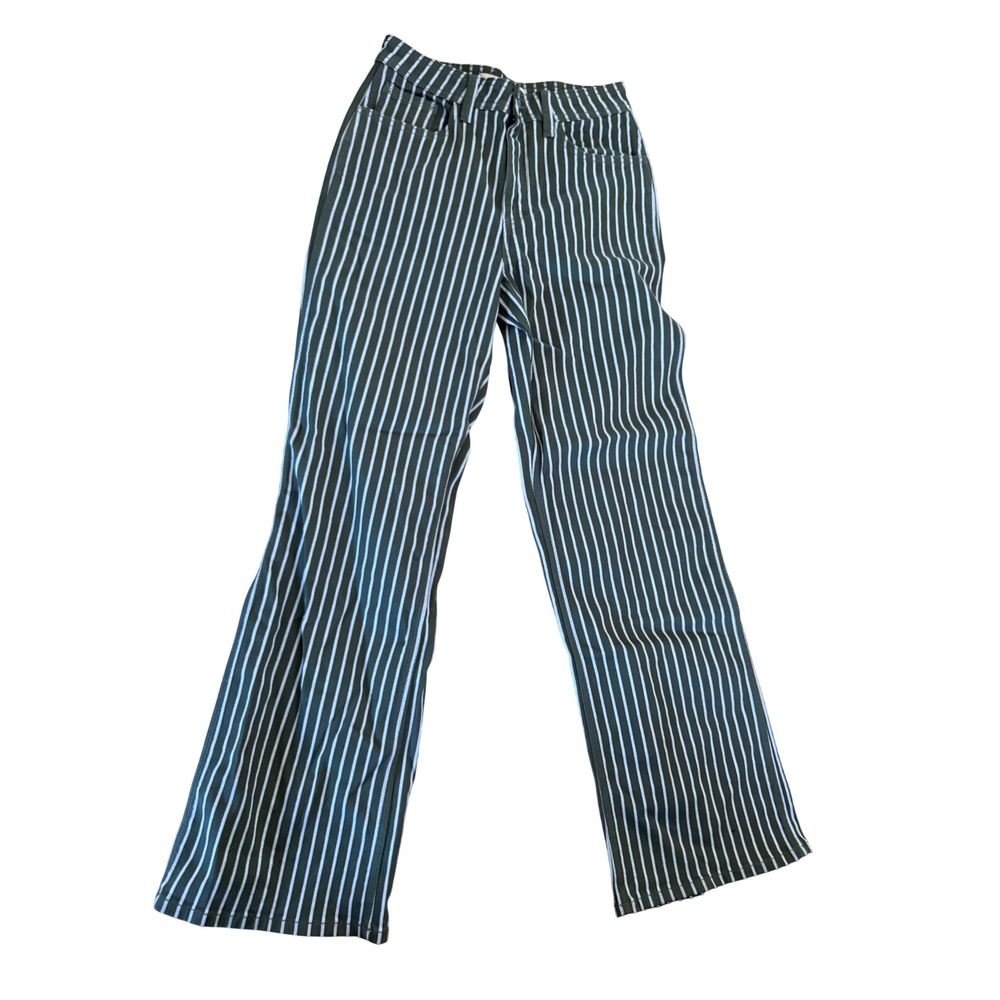 NWT Seventy + Mochi Mabel Jean Khaki Stripe Wide Leg Pants W26 AMAB01092600